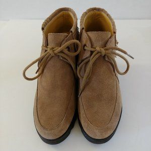 Bussola Suede Wedged Fringe Platform Bootie SZ 6.5